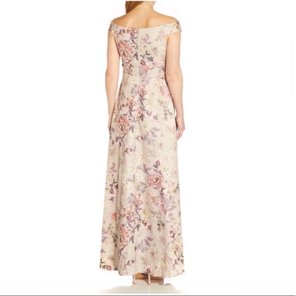 Last Chance ADRIANNA PAPELL Off Shoulder Floral Jacquard Gown 10 - Picture 4 of 5